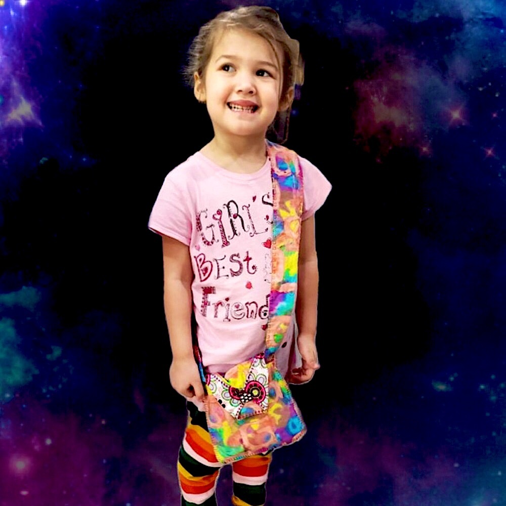 Handmade Toddler Messenger Bag with embroidered name